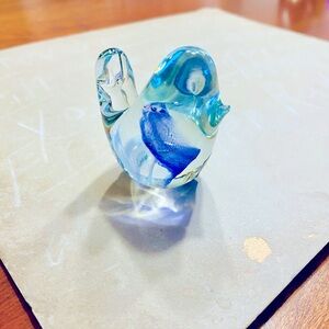 Vintage Bullicante Swirled glass Blue Bird of Happiness handmade, by Kerry Glass